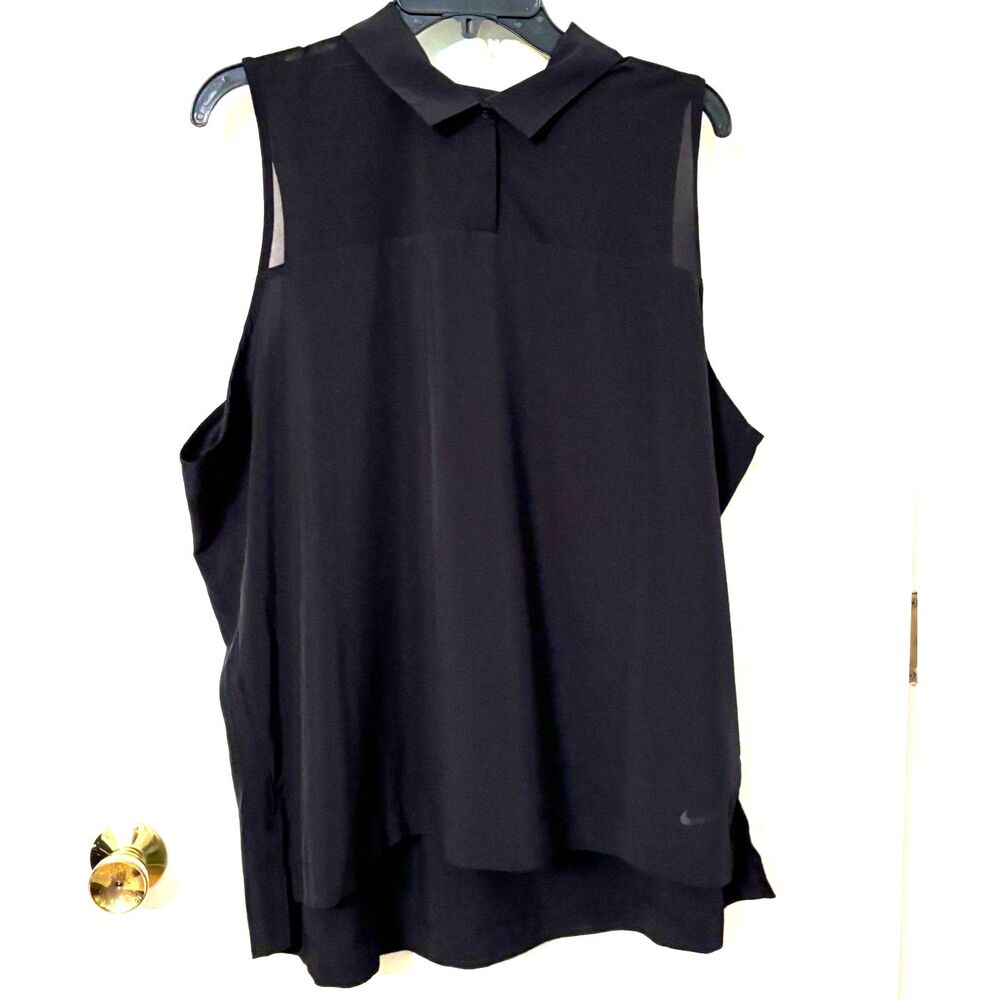 Nike Dri-FIT Sleeveless Golf Polo Top XXL Black Performance Athletic Tank